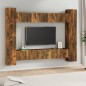 Set Mobili Porta TV 10 pz Rovere Fumo in Legno Multistrato Set Mobili Porta TV 10 pz Rovere Fumo in Legno Multistrato