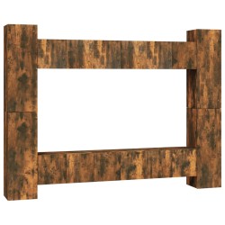 Set Mobili Porta TV 10 pz Rovere Fumo in Legno Multistrato