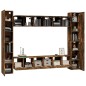 Set Mobili Porta TV 10 pz Rovere Fumo in Legno Multistrato Set Mobili Porta TV 10 pz Rovere Fumo in Legno Multistrato