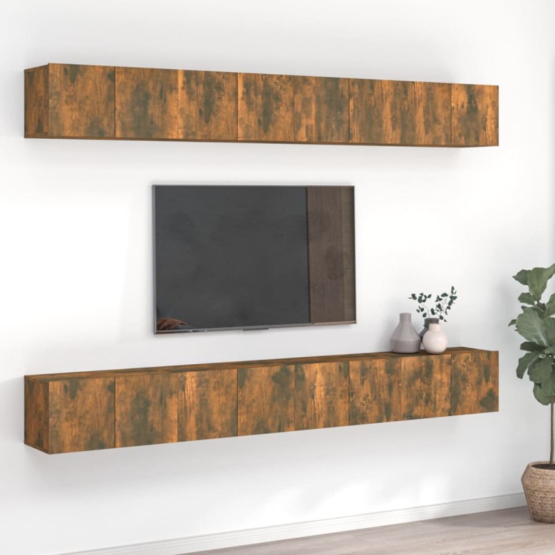 Mobili TV 8 pz Rovere Fumo 60x30x30 cm in Legno Ingegnerizzato Mobili TV 8 pz Rovere Fumo 60x30x30 cm in Legno Ingegnerizzato