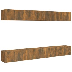 Mobili TV 8 pz Rovere Fumo 60x30x30 cm in Legno Ingegnerizzato