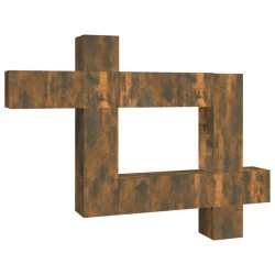 Set Mobili Porta TV 10 pz Rovere Fumo in Legno Multistrato