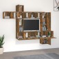 Set Mobili Porta TV 10 pz Rovere Fumo in Legno Multistrato Set Mobili Porta TV 10 pz Rovere Fumo in Legno Multistrato