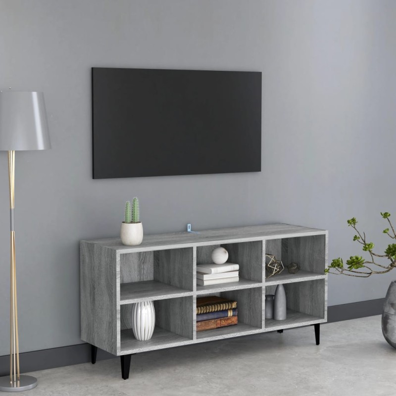 Mobile TV con Gambe in Metallo Grigio Sonoma 103,5x30x50 cm