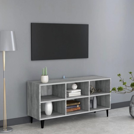 Mobile TV con Gambe in Metallo Grigio Sonoma 103,5x30x50 cm