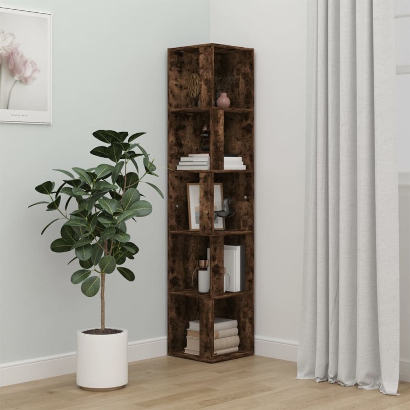 Scaffale Angolare Rovere Fumo 33x33x164,5 cm Legno Multistrato Scaffale Angolare Rovere Fumo 33x33x164,5 cm Legno Multistrato
