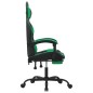 Sedia da Gaming Girevole con Poggiapiedi Nero Verde Similpelle Sedia da Gaming Girevole con Poggiapiedi Nero Verde Similpelle