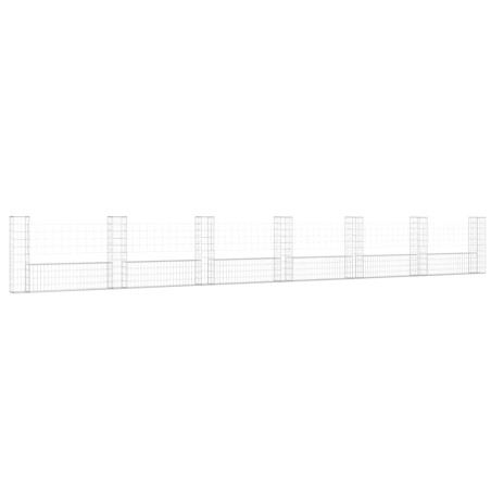 Cesto Gabbione a U con 7 Pali in Ferro 740x20x100 cm