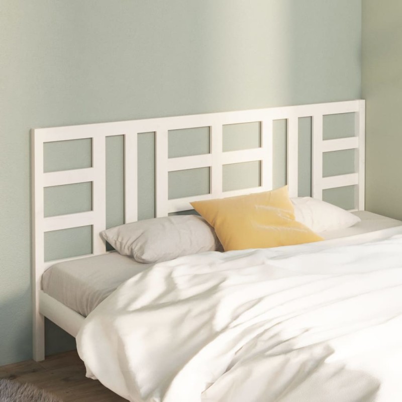 Testiera per Letto Bianca 206x4x100cm in Legno Massello di Pino Testiera per Letto Bianca 206x4x100cm in Legno Massello di Pino