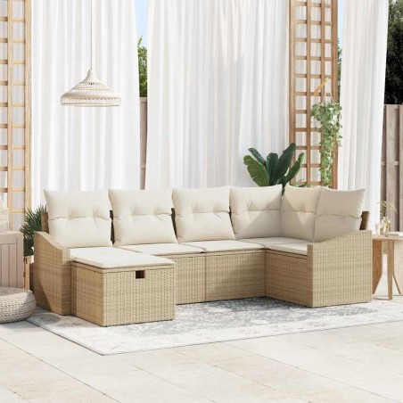 vidaXL Set Divano da Giardino 6 pcs Beige 55 x 62 x 69 cm Poly Rattan