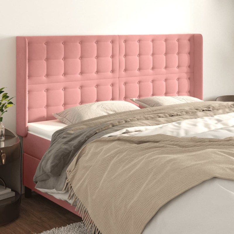 Testiera ad Orecchio Rosa 203x16x118/128 cm in Velluto Testiera ad Orecchio Rosa 203x16x118/128 cm in Velluto