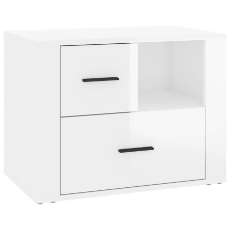 Comodino Bianco Lucido 60x36x45 cm in Legno Multistrato