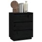 Credenza Nera 60x34x75 cm in Legno Massello di Pino Credenza Nera 60x34x75 cm in Legno Massello di Pino