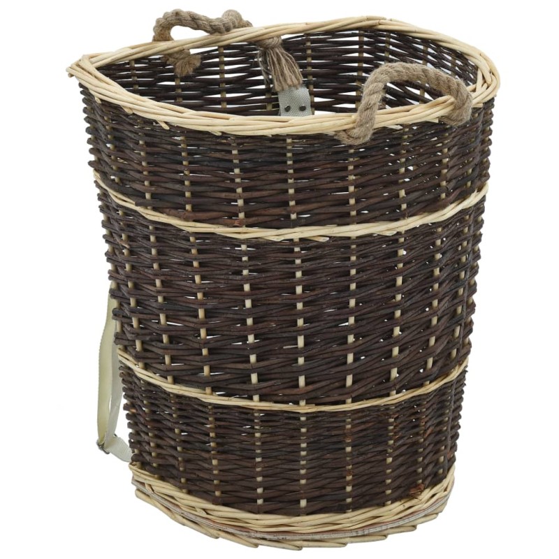Cesta per Legna con Spallacci 44,5x37x50cm Salice Naturale Cesta per Legna con Spallacci 44,5x37x50cm Salice Naturale
