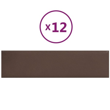 Pannelli Murali 12 pz Marrone 60x15 cm Similpelle 1,08 m²
