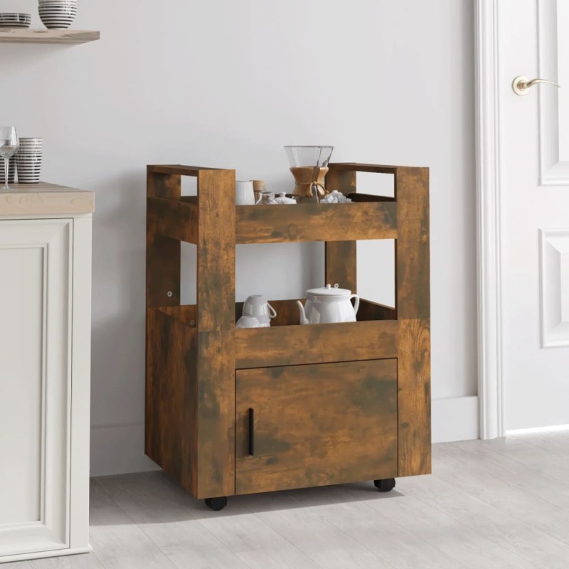 Carrello da Cucina rovere fumo 60x45x80 cm Legno Multistrato Carrello da Cucina rovere fumo 60x45x80 cm Legno Multistrato