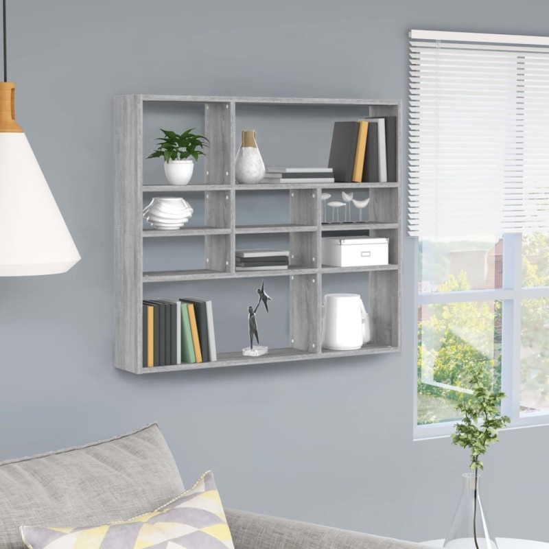 Mensola a Muro Grigio Sonoma 90x16x78 cm in Legno Multistrato Mensola a Muro Grigio Sonoma 90x16x78 cm in Legno Multistrato