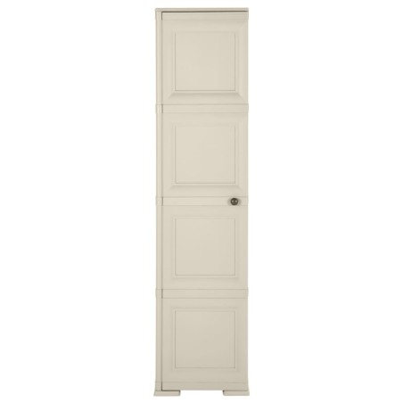 Armadietto in Plastica 40x43x164 cm Effetto Legno Vaniglia