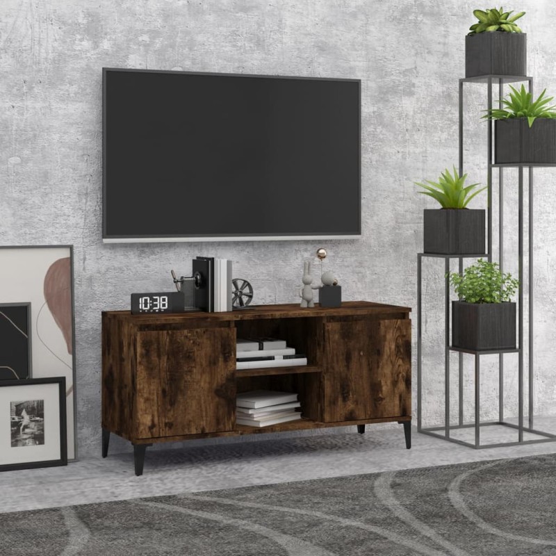 Mobile TV con Gambe in Metallo Rovere Fumo 103,5x35x50 cm Mobile TV con Gambe in Metallo Rovere Fumo 103,5x35x50 cm
