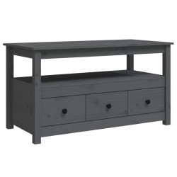Tavolino da Salotto Grigio 102x49x55 cm Legno Massello di Pino