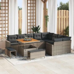vidaXL Set Divano da Giardino 12 pcs Grigio polyrattan