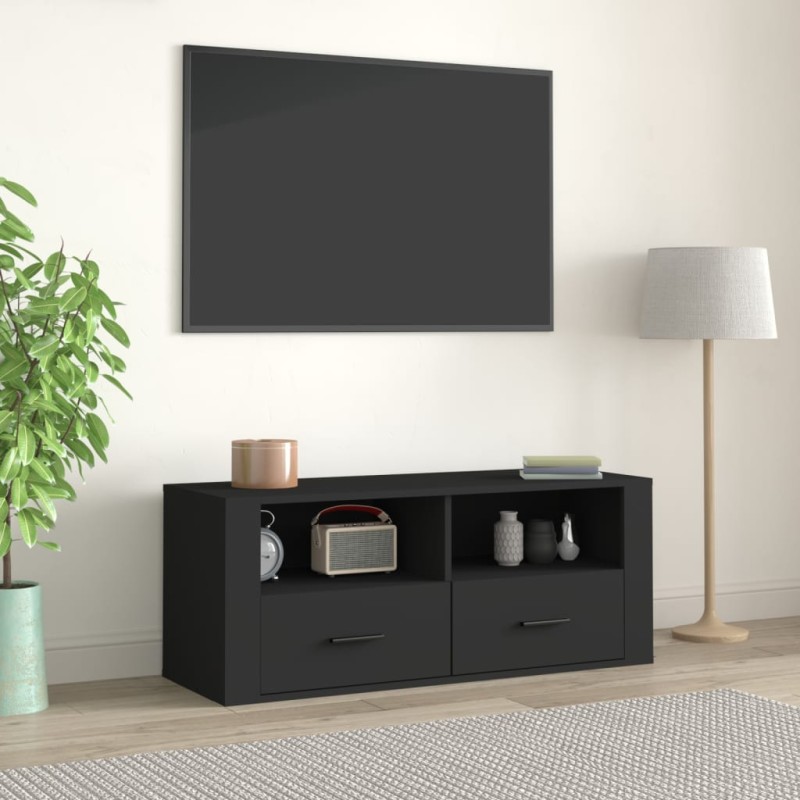 Mobile Porta TV Nero 100x35x40 cm in Legno Multistrato Mobile Porta TV Nero 100x35x40 cm in Legno Multistrato
