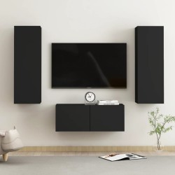 vidaXL Set di Mobili Porta TV 3 pz Nero in Legno Multistrato