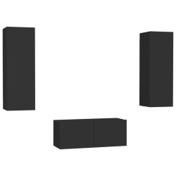 vidaXL Set di Mobili Porta TV 3 pz Nero in Legno Multistrato