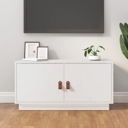 Mobile Porta TV Bianco 80x34x40 cm in Legno Massello di Pino