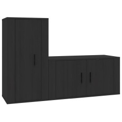 Set Mobili Porta TV 2 pz Nero in Legno Multistrato