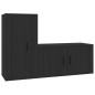 Set Mobili Porta TV 2 pz Nero in Legno Multistrato Set Mobili Porta TV 2 pz Nero in Legno Multistrato