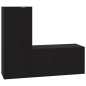 Set Mobili Porta TV 2 pz Nero in Legno Multistrato Set Mobili Porta TV 2 pz Nero in Legno Multistrato