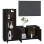 Set Mobili Porta TV 2 pz Nero in Legno Multistrato Set Mobili Porta TV 2 pz Nero in Legno Multistrato