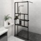 Parete Doccia con Mensola Nera 100x195 cm Vetro ESG e Alluminio Parete Doccia con Mensola Nera 100x195 cm Vetro ESG e Alluminio