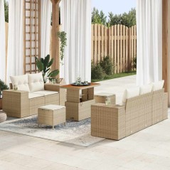 vidaXL Set Divano da Giardino 8 pcs Beige polyrattan