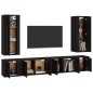 Set Mobili Porta TV 6 pz Nero in Legno Multistrato Set Mobili Porta TV 6 pz Nero in Legno Multistrato
