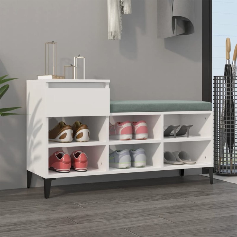 Scarpiera Bianco Lucido 102x36x60 cm in Legno Multistrato Scarpiera Bianco Lucido 102x36x60 cm in Legno Multistrato