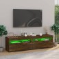 vidaXL Mobile Porta TV con Luci LED 2pz Rovere Fumo 75x35x40 cm vidaXL Mobile Porta TV con Luci LED 2pz Rovere Fumo 75x35x40 cm