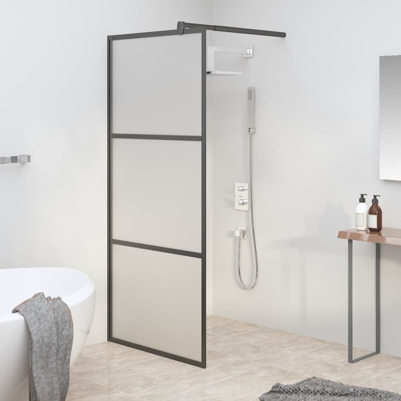Parete Doccia Walk in 80x195 cm in Vetro Smerigliato ESG Nero Parete Doccia Walk in 80x195 cm in Vetro Smerigliato ESG Nero