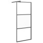 Parete Doccia Walk in Mensola Nera 80x195cm Vetro ESG Alluminio Parete Doccia Walk in Mensola Nera 80x195cm Vetro ESG Alluminio