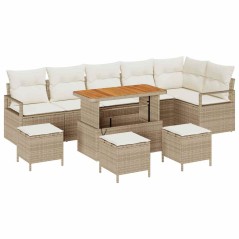 vidaXL Set Divano da Giardino con cuscino 10 pcs Beige Poly Rattan