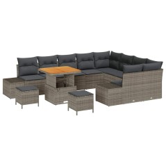 vidaXL Set Divano da Giardino 12 pcs Grigio Poly Rattan