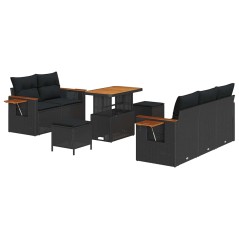 vidaXL Set Divano da Giardino con cuscino 8 pcs Nero 90 x 55 x 71 cm