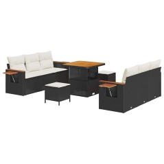 vidaXL Set Divano da Giardino 9 pcs Nero e crema 80 x 80 x 71 cm