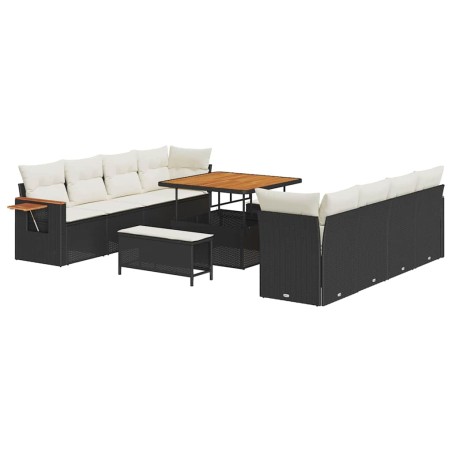 vidaXL Set Divano da Giardino 11 pcs Nero e crema 100 x 100 x 71 cm