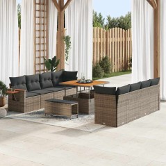 vidaXL Set Divano da Giardino Manuale 11 pcs Grigio 100 x 100 x 71 cm