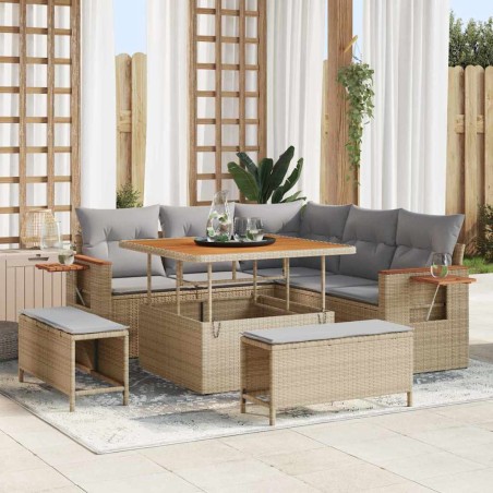 vidaXL Set Divano da Giardino con cuscino 8 pcs beige e grigio chiaro