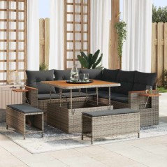 vidaXL Set Divano da Giardino Manuale 8 pcs Grigio 100 x 100 x 71 cm
