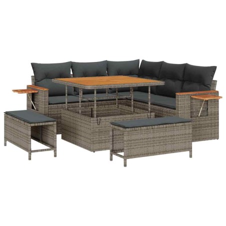 vidaXL Set Divano da Giardino Manuale 8 pcs Grigio 100 x 100 x 71 cm