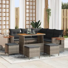 vidaXL Set Divano da Giardino 9 pcs Grigio 110 x 55 x 71 cm